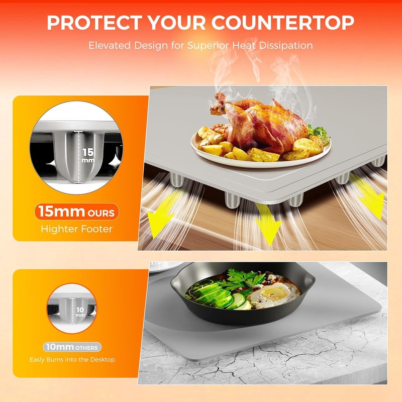 BROBIG Food Warming Mat | Max Temp 248℉,Electric Warming Tray with Timer and 8-Level Adjustable,Fast Full-Surface Heating Mat for Food with Child Lock,Roll-Up & Portable Silicone Food Warmer for Buffet Party - Image 5